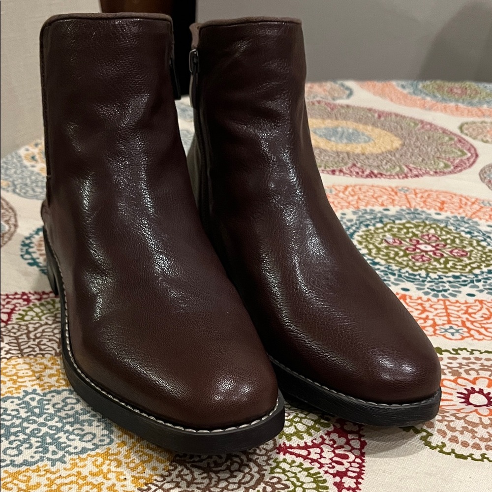Franco Sarto Brown Leather Ankle Booties